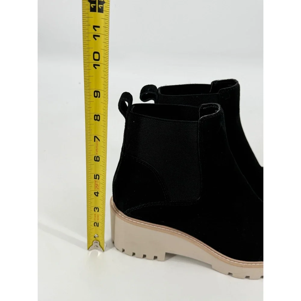 Dolce Vita Black Suede Chelsea Boots Lug Sole Platform Ankle Booties‎ Womens 9.5